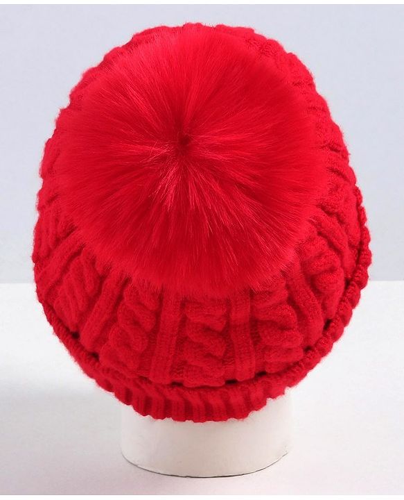 Babyhug Woollen Cap with Muffler Set Red - Diameter 11 cm
