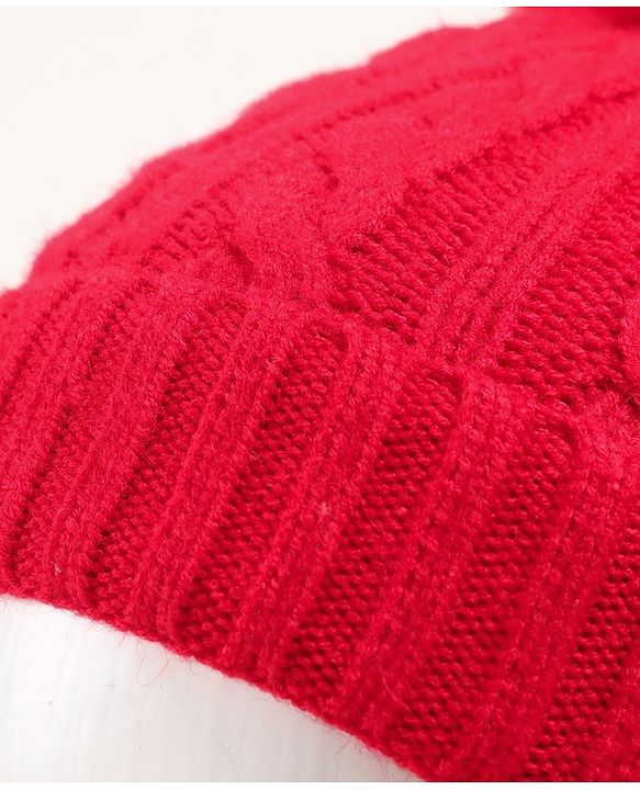 Babyhug Woollen Cap with Muffler Set Red - Diameter 11 cm