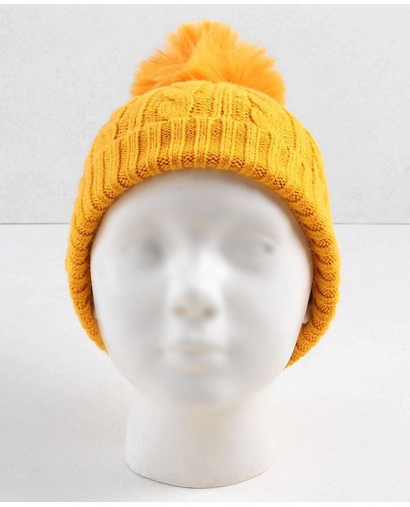 Babyhug Woollen Cap with Muffler Yellow - Diameter 11.5 cm