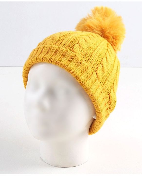 Babyhug Woollen Cap with Muffler Yellow - Diameter 11.5 cm