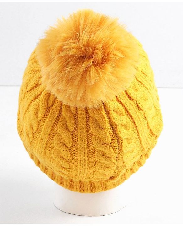 Babyhug Woollen Cap with Muffler Yellow - Diameter 11.5 cm