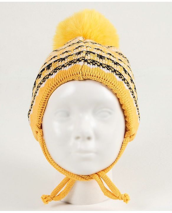 Babyhug Woolen Cap and Scarf Yellow - Cap Diameter
