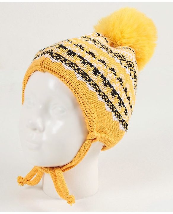 Babyhug Woolen Cap and Scarf Yellow - Cap Diameter