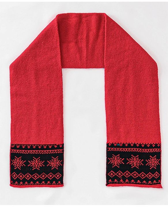 Babyhug Woolen Cap, Mittens and Scarf Red - Cap Diameter 9. 5 cm
