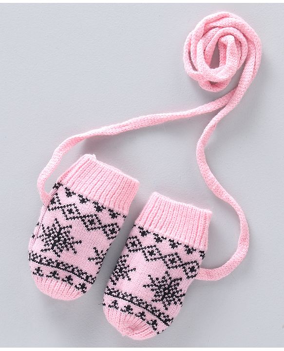 Babyhug Woollen Jacuard Cap with Scarf Yellow - Diameter 7 cm