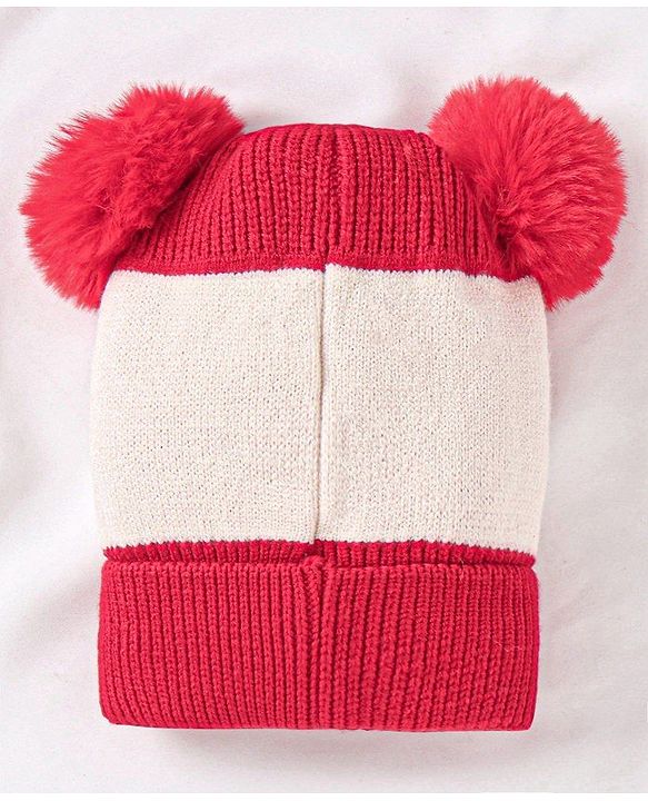 Babyhug Woollen Cap and Muffler Set Red - Diameter 9 cm