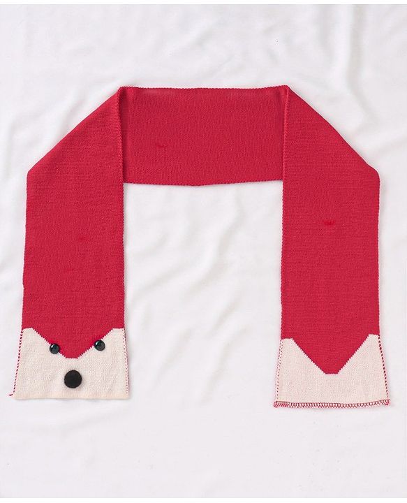 Babyhug Woollen Cap and Muffler Set Red - Diameter 9 cm