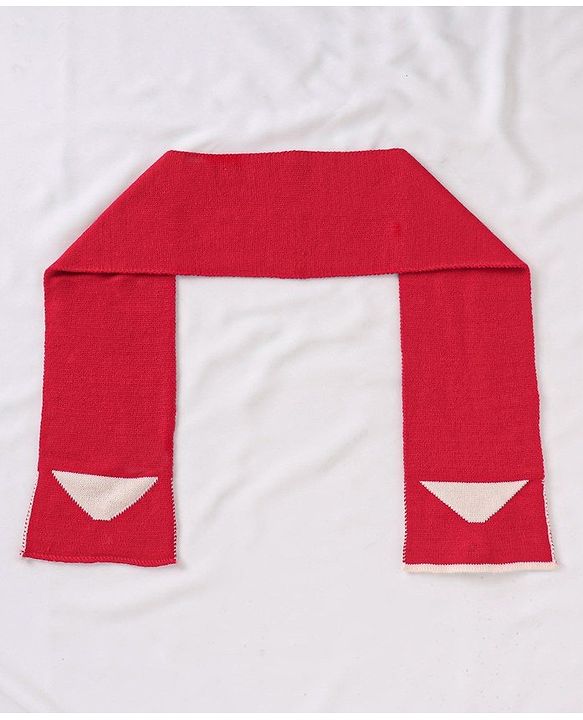 Babyhug Woollen Cap and Muffler Set Red - Diameter 9 cm