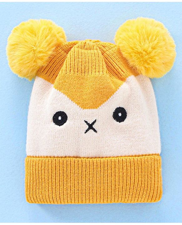 Babyhug Cap & Muffler Set Yellow - Cap Diameter 9.5 cm