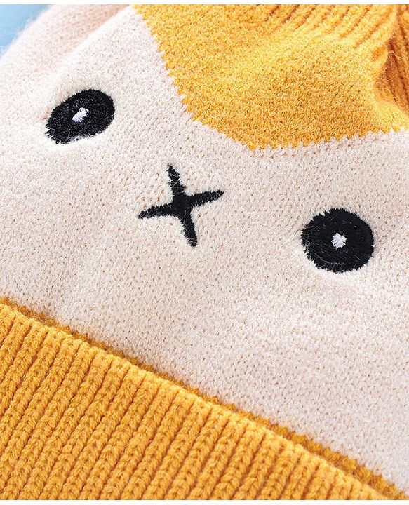 Babyhug Cap & Muffler Set Yellow - Cap Diameter 9.5 cm