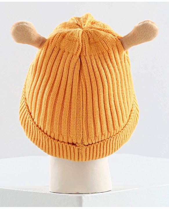 Babyhug Cable Knit Cap with Muffler and MIttens - Yellow