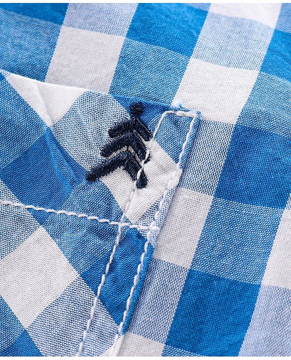 Pine Kids Full Sleeves Check Shirt With Tie  - Blue