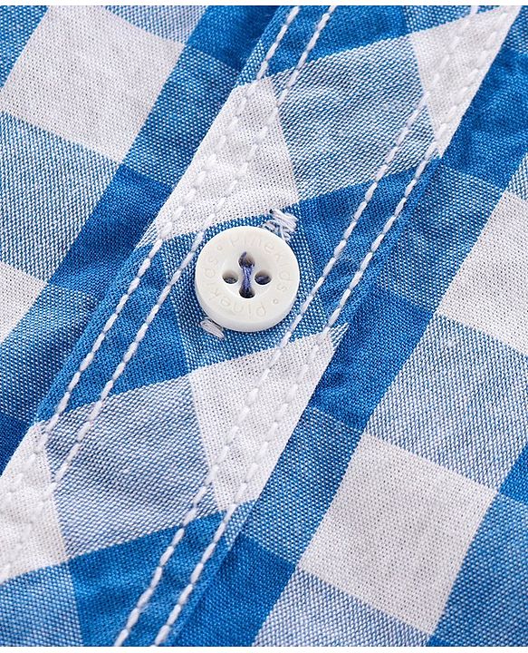 Pine Kids Full Sleeves Check Shirt With Tie  - Blue