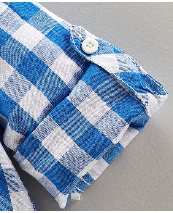 Pine Kids Full Sleeves Check Shirt With Tie  - Blue