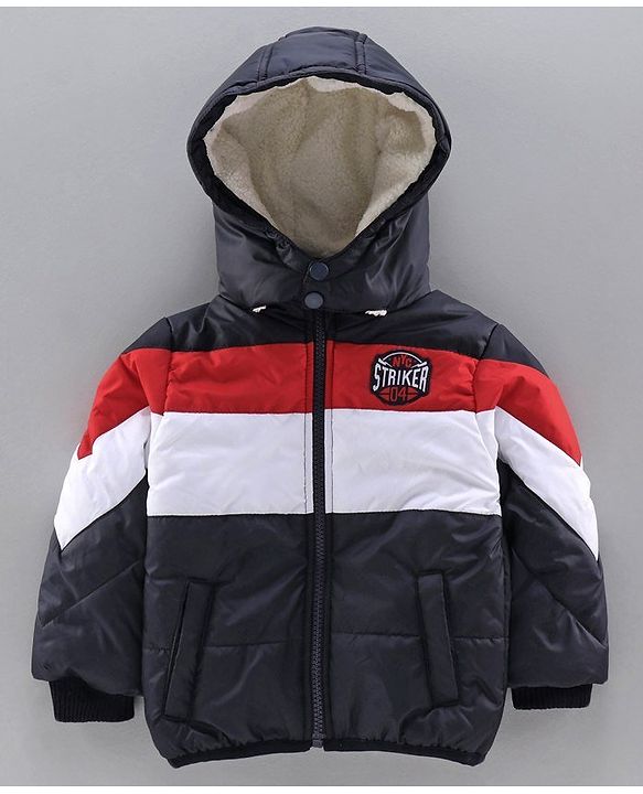 Babyhug Full Sleeves Hooded Jacket - Navy Blue
