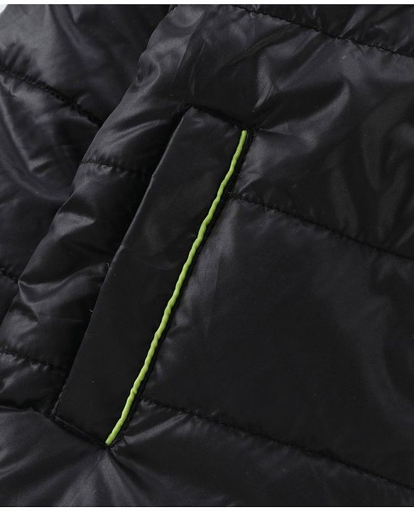 Babyhug Full Sleeves Hooded Quilted Jacket - Black