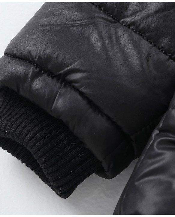 Babyhug Full Sleeves Hooded Quilted Jacket - Black