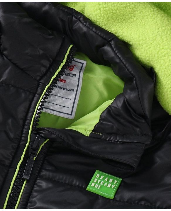 Babyhug Full Sleeves Hooded Quilted Jacket - Black