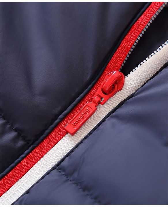 Babyhug Sleeveless Jacket With Hood - Blue