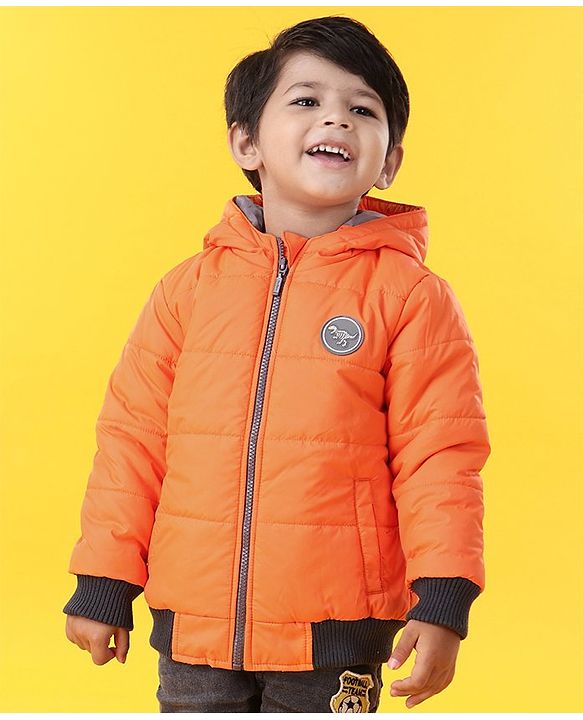 Babyhug Full Sleeves Hooded Padded Jacket - Orange