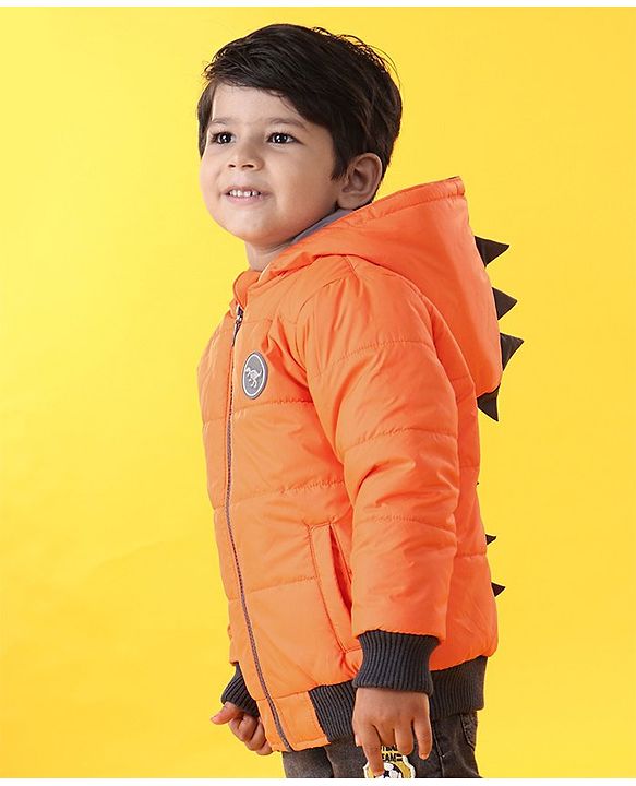 Babyhug Full Sleeves Hooded Padded Jacket - Orange