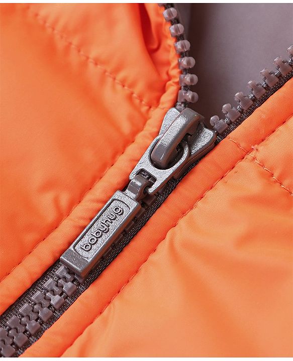 Babyhug Full Sleeves Hooded Padded Jacket - Orange