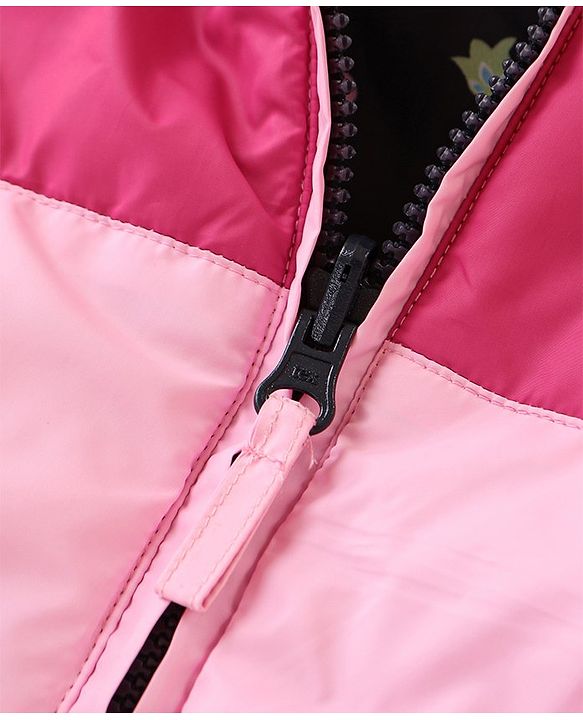 Babyhug Reversible Full Sleeves Printed Hooded Jacket - Pink