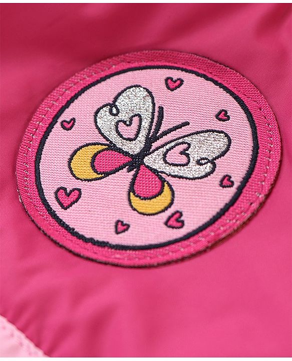Babyhug Reversible Full Sleeves Printed Hooded Jacket - Pink