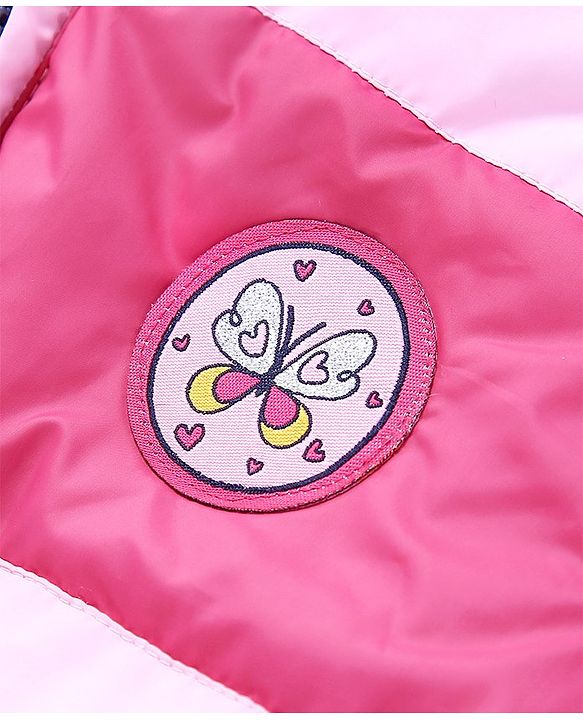 Babyhug Reversible Full Sleeves Printed Hooded Jacket - Pink