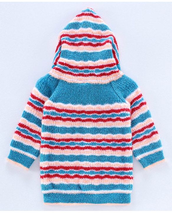 Babyhug Full Sleeves Hooded Sweater Set with Booties - Blue