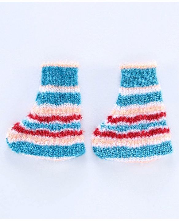 Babyhug Full Sleeves Hooded Sweater Set with Booties - Blue