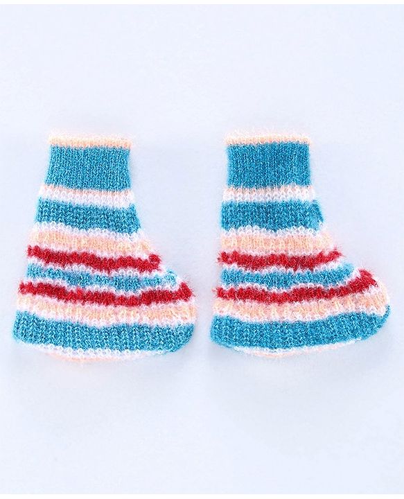 Babyhug Full Sleeves Hooded Sweater Set with Booties - Blue