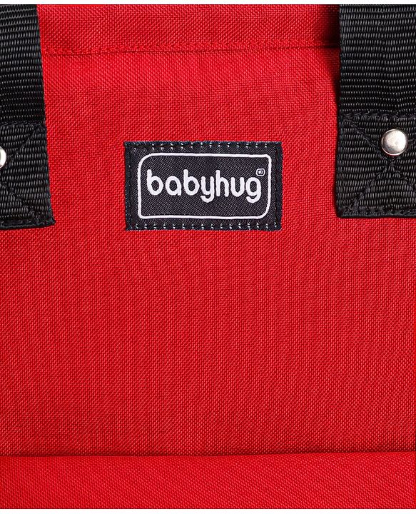 Babyhug Multifunctional Backpack Style Diaper Bag - Red and White