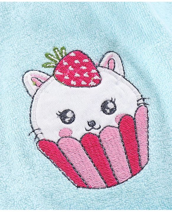 Babyhug 3/4 Sleeves Bathrobe Muffin Print - Blue