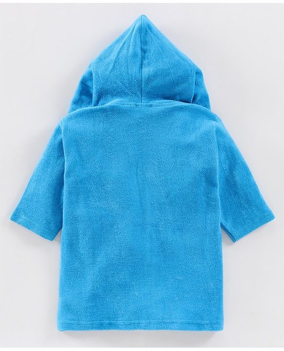 Babyhug Full Sleeves Bathrobe Tiger Print - Blue