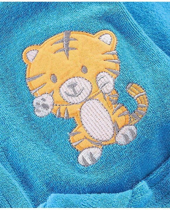 Babyhug Full Sleeves Bathrobe Tiger Print - Blue