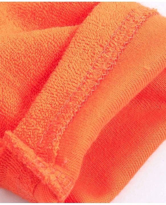 Babyhug Three Fourth Sleeves Hooded Bath Robe Frog Embroidery - Orange
