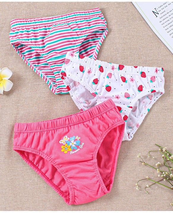 Babyhug 100% Cotton Panties Pack of 3 - Pink White