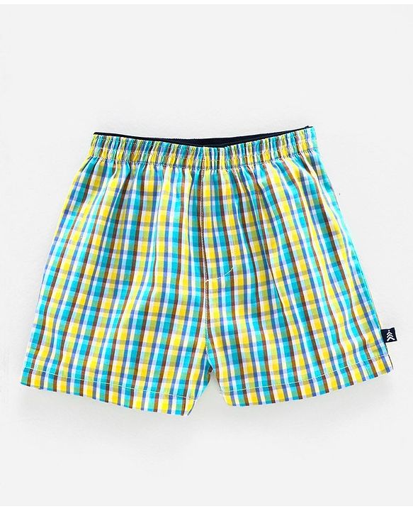 Pine Kids Peach Wash Finish Above Kee Length Boxers Pack of 2 - Green Yellow