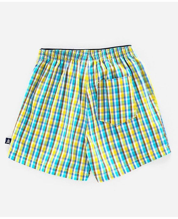 Pine Kids Peach Wash Finish Above Kee Length Boxers Pack of 2 - Green Yellow