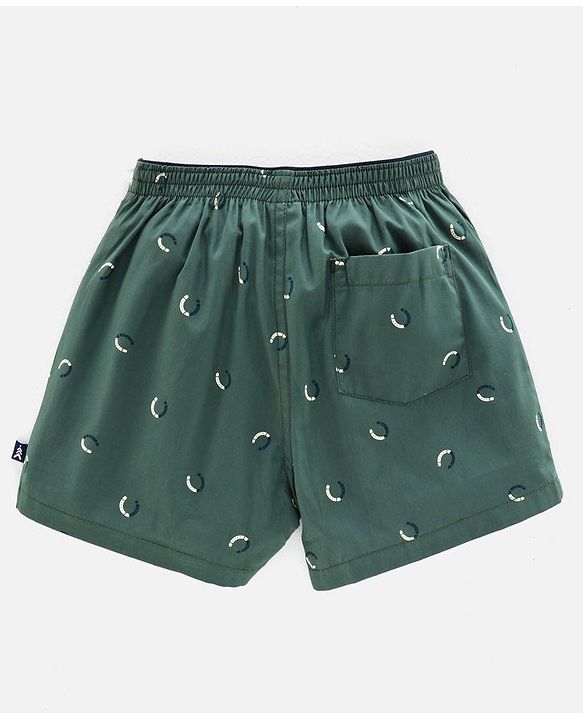 Pine Kids Peach Wash Finish Above Kee Length Boxers Pack of 2 - Green Yellow
