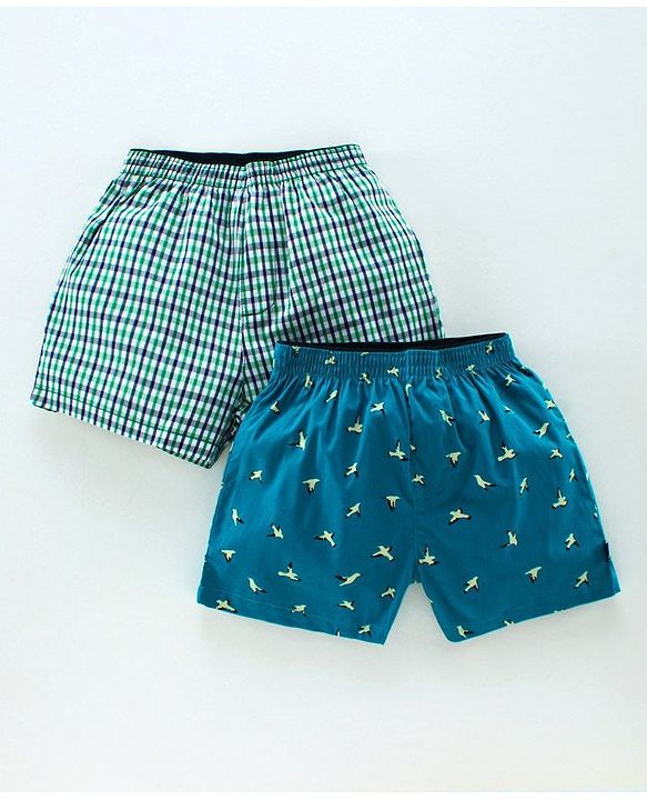 Pine Kids Peach Wash Finish Boxers Pack of 2 - Green