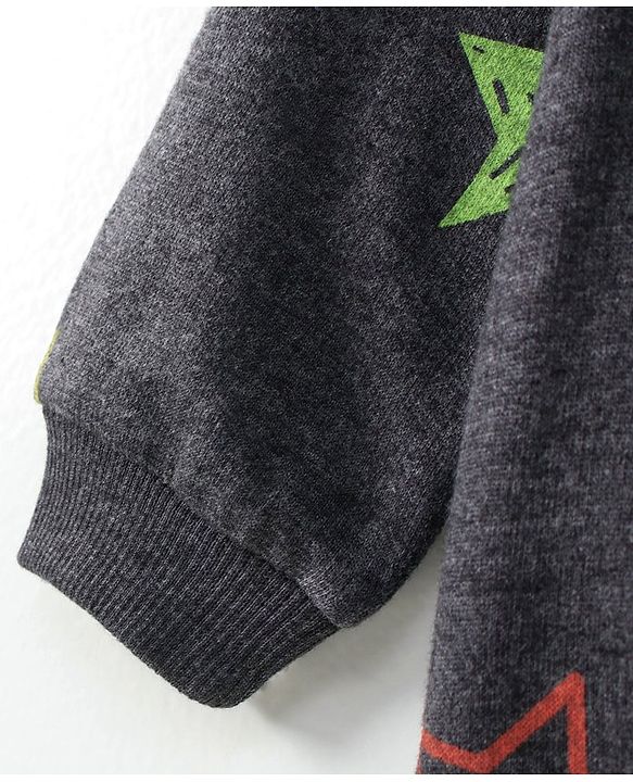 Babyhug Full Sleeves Sweatshirt Star Print - Dark Grey