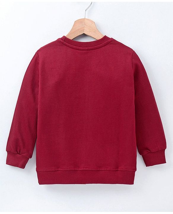 Babyhug Full Sleeves Sweatshirt Pizza Print - Maroon