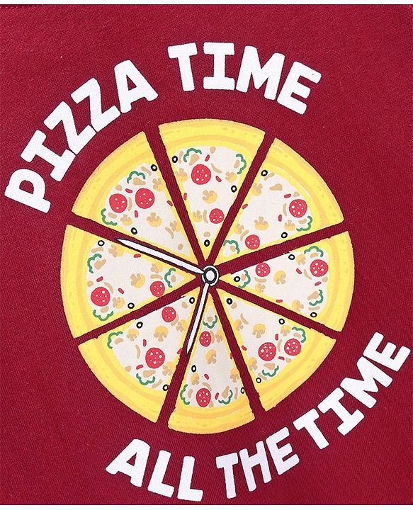 Babyhug Full Sleeves Sweatshirt Pizza Print - Maroon