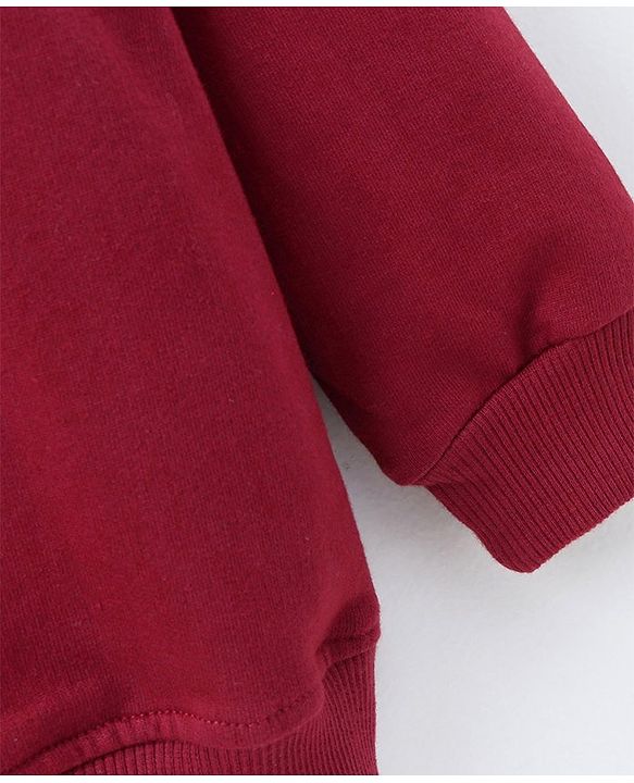 Babyhug Full Sleeves Sweatshirt Pizza Print - Maroon