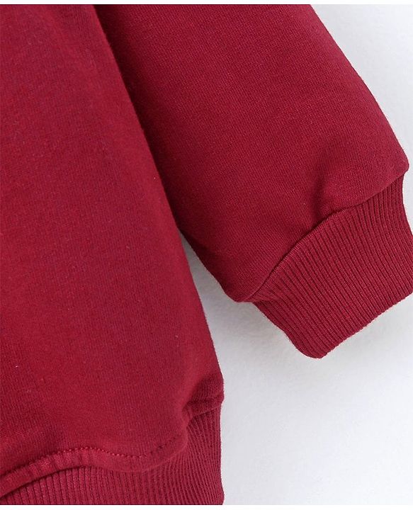 Babyhug Full Sleeves Sweatshirt Pizza Print - Maroon