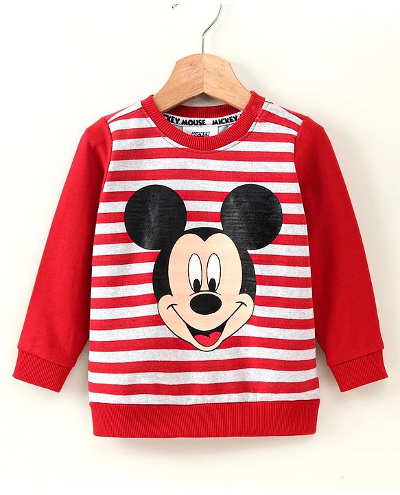 Babyhug Full Sleeves Sweatshirt Mickey Mouse Graphic - Red
