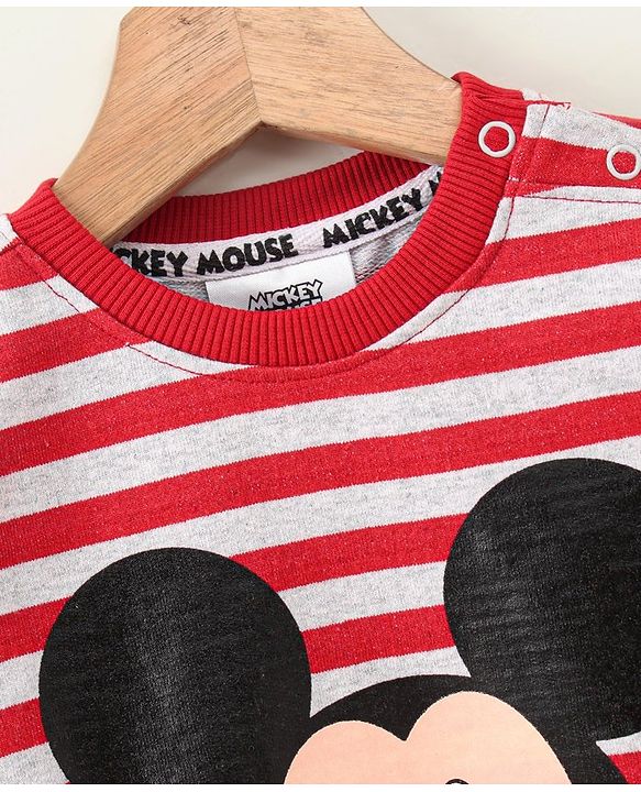 Babyhug Full Sleeves Sweatshirt Mickey Mouse Graphic - Red