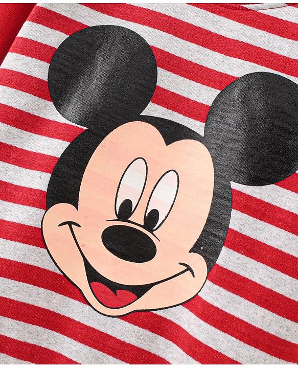 Babyhug Full Sleeves Sweatshirt Mickey Mouse Graphic - Red